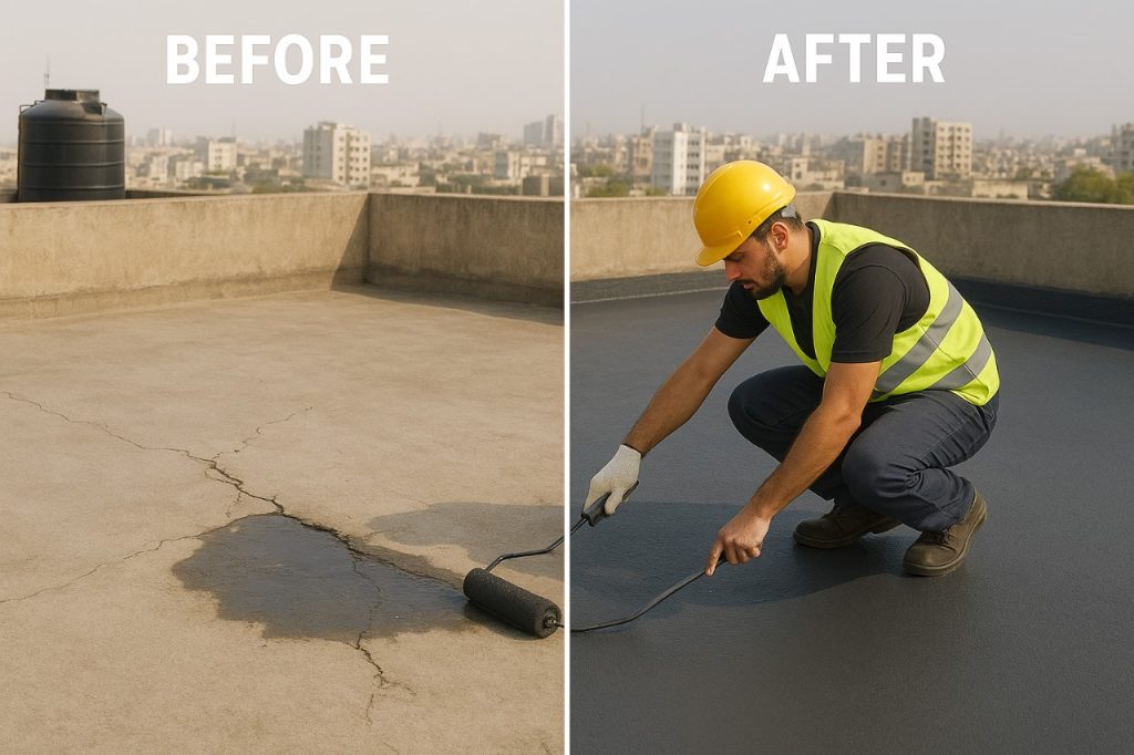 Home 7 Looking for reliable roof inspections near me? Our expert water proofing specialist provides complete solutions using high-quality roof leakage chemicals. We offer the best waterproofing chemical in Karachi to protect your property. Our professional roof waterproofing services ensure long-lasting protection against leaks, moisture, and weather damage.